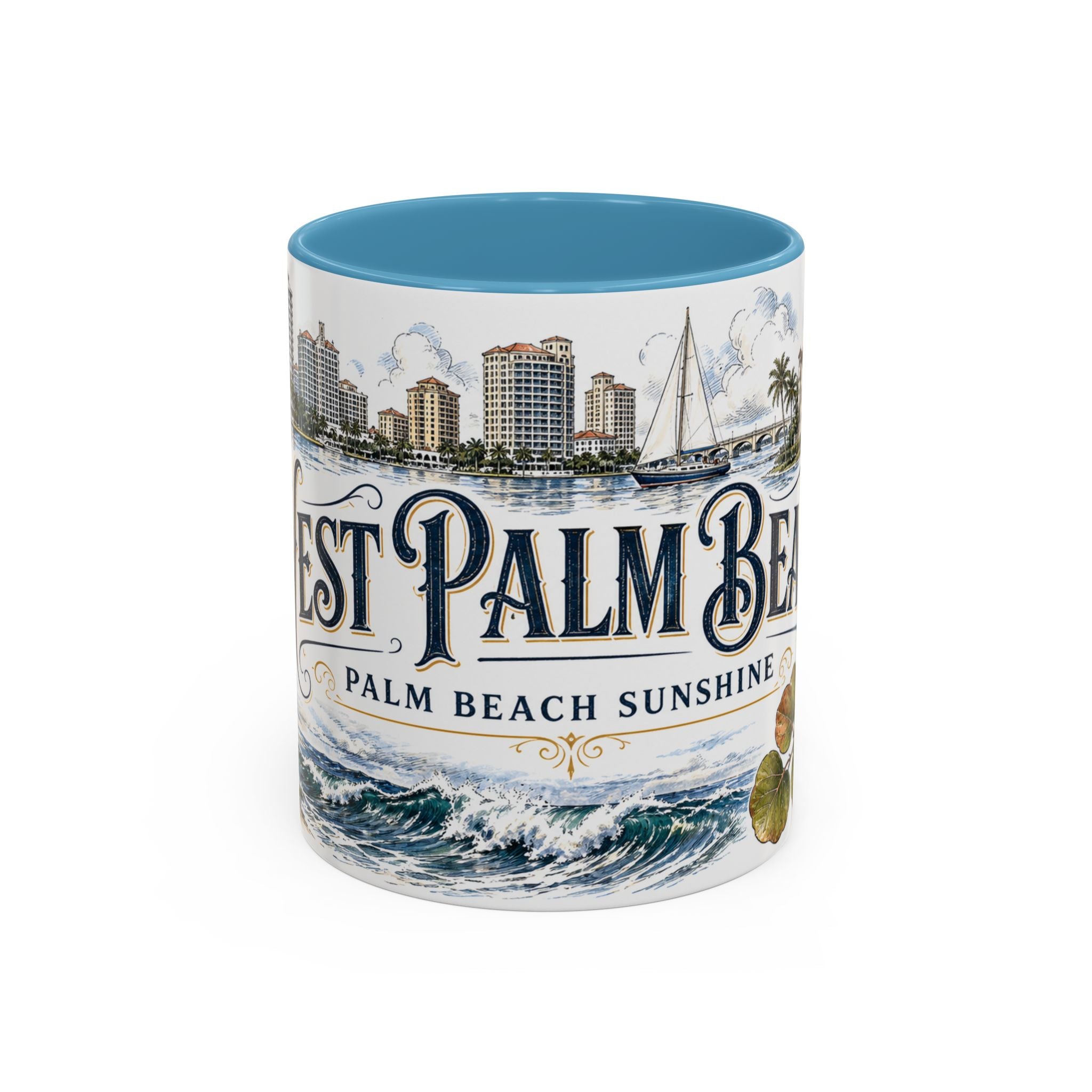 West Palm Beach Coffee Mug | United States Travel Souvenir | Vintage Illustrated City Gift | 11 oz 15 oz Accent Mug