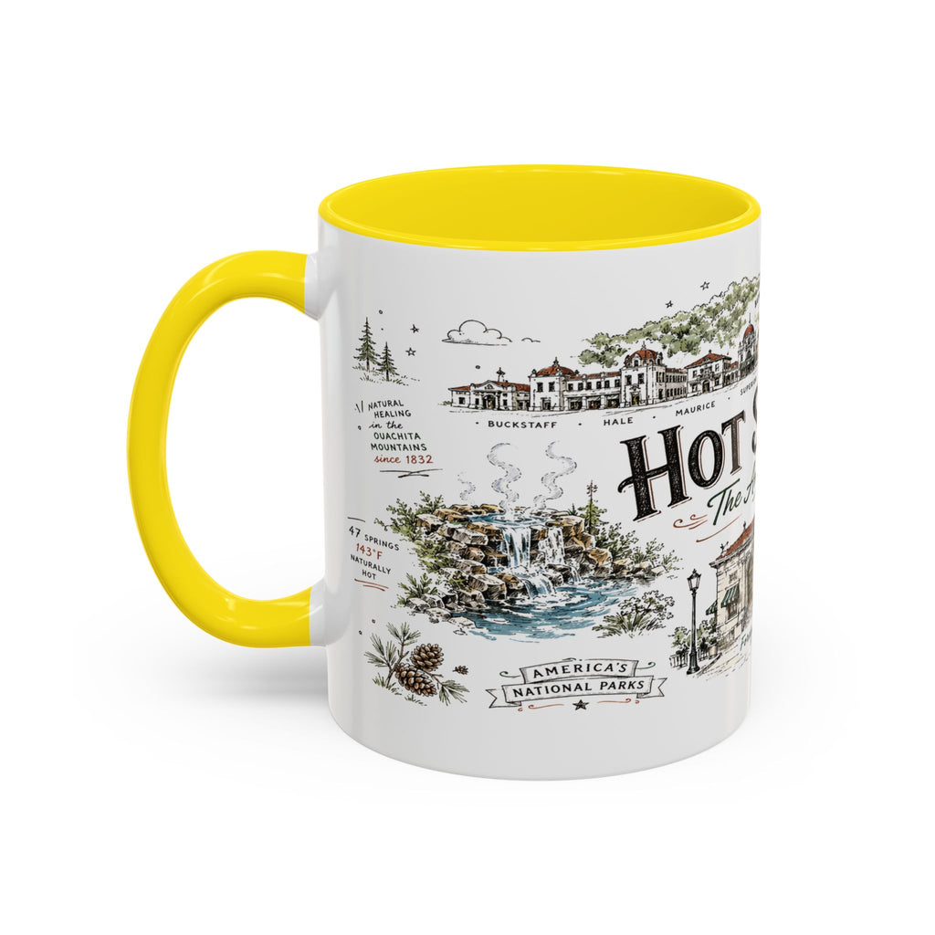 Hot Springs National Park Coffee Mug | Arkansas Thermal Spring Spa Gift | Accent Color Ceramic 11oz 15oz