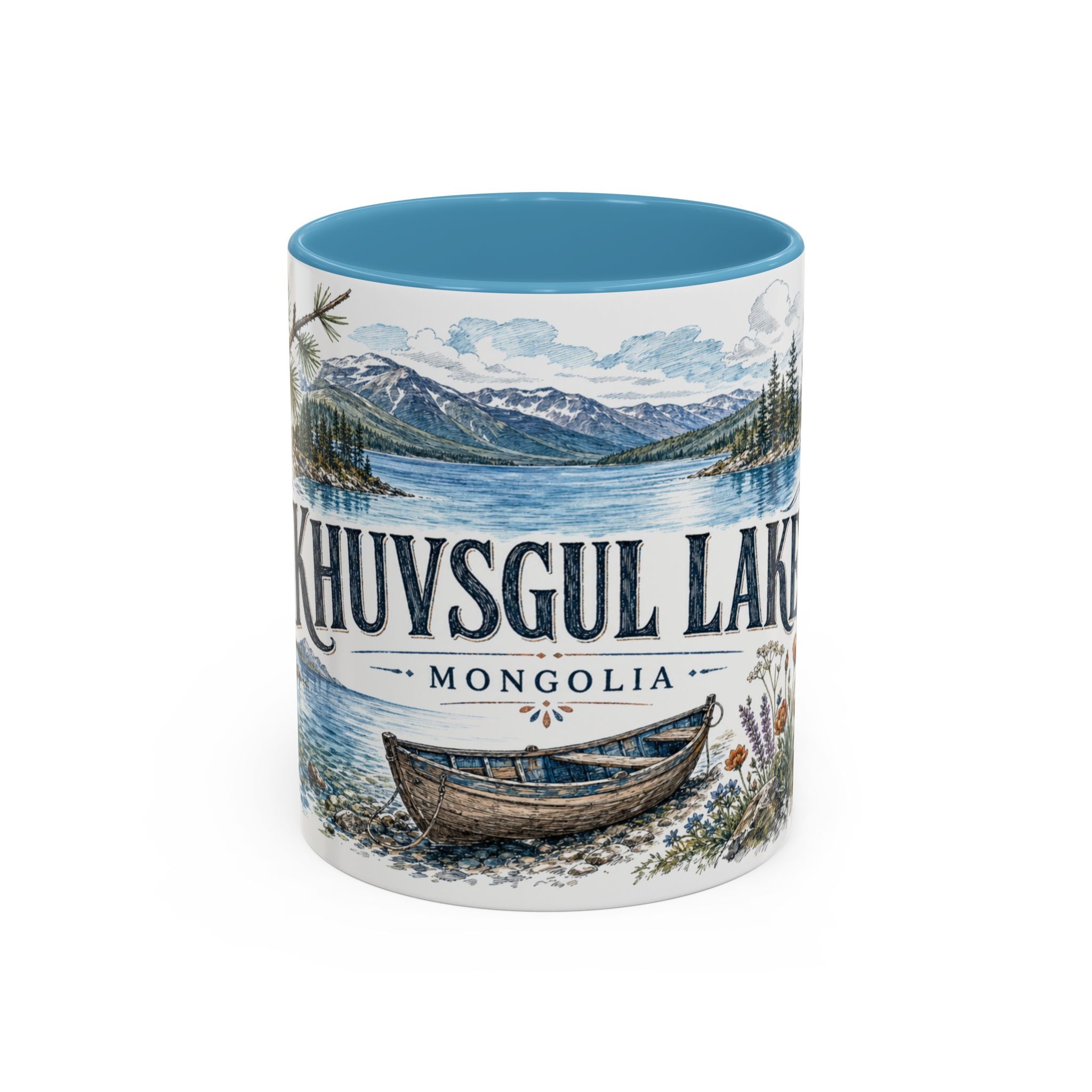 Khuvsgul Lake Mug, Mongolia Travel Souvenir, Bucket List Gift, Accent Ceramic Coffee Mug 11oz 15oz