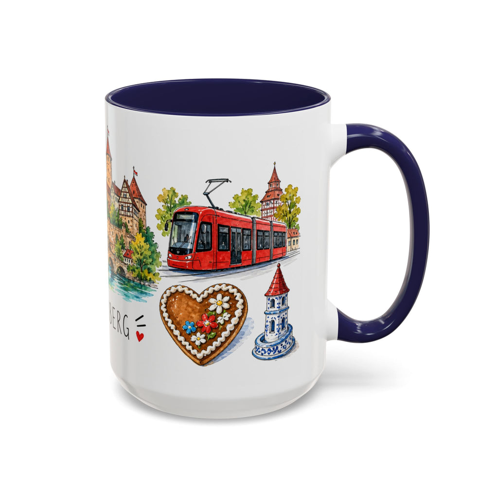 Nuremberg Illustrated Travel Mug | City Souvenir Accent Coffee Mug | 11oz 15oz Ceramic Cup