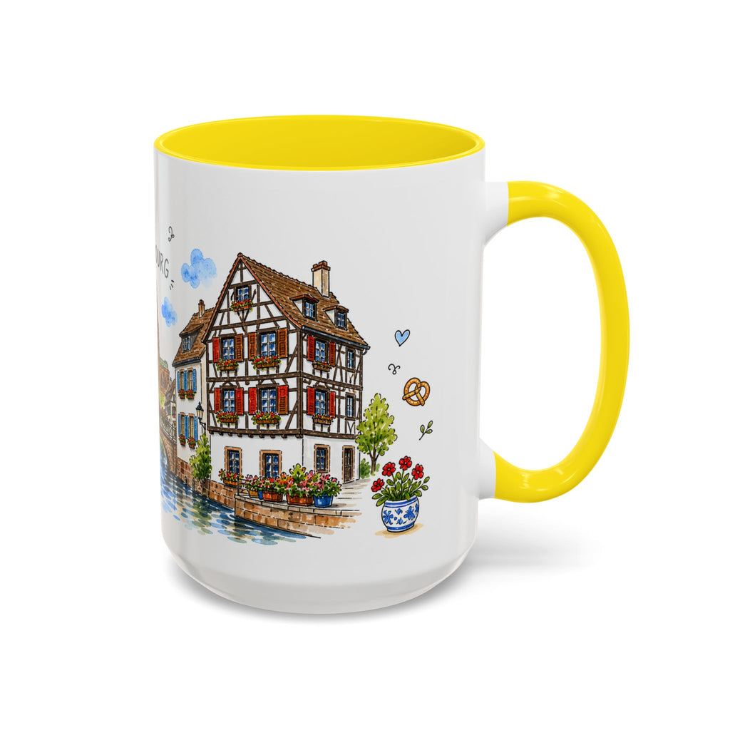 Strasbourg Illustrated Travel Mug | France Souvenir Accent Coffee Mug | 11oz 15oz Ceramic Cup