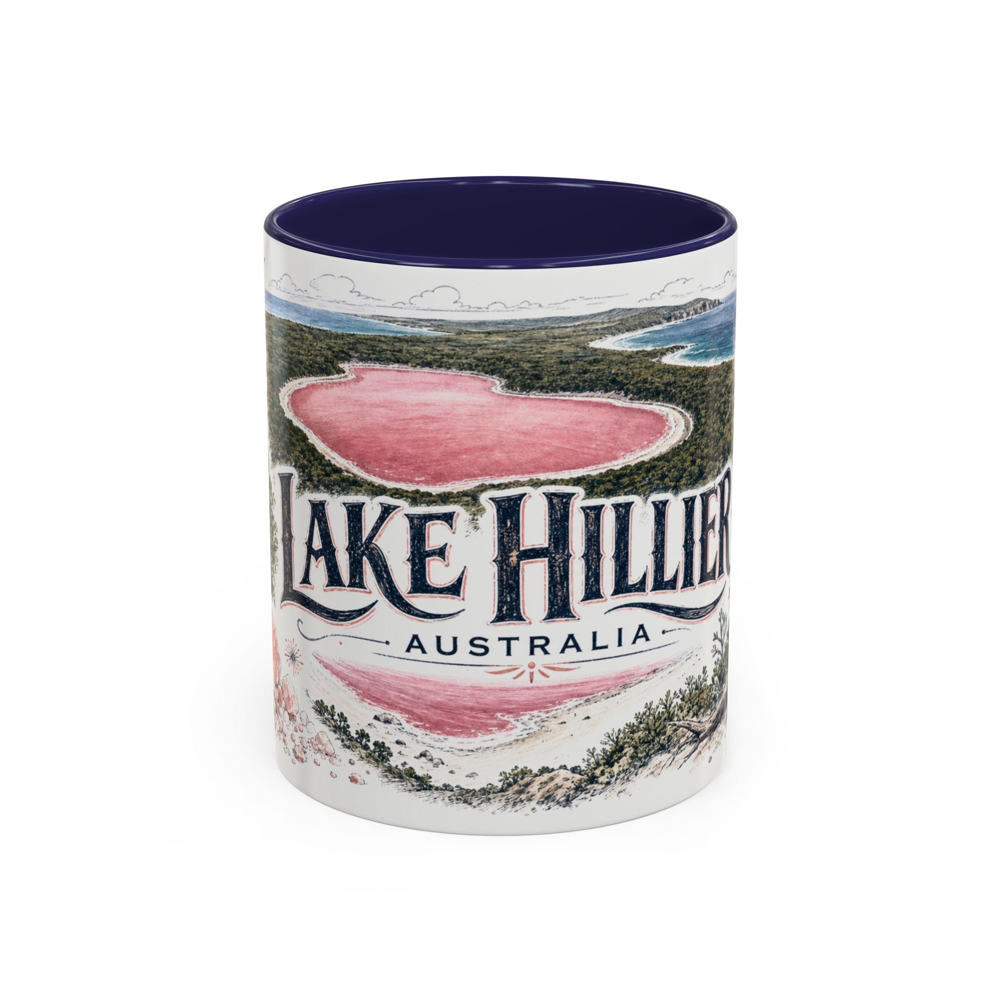 Lake Hillier Mug, Australia Travel Souvenir, Bucket List Gift, Accent Ceramic Coffee Mug 11oz 15oz