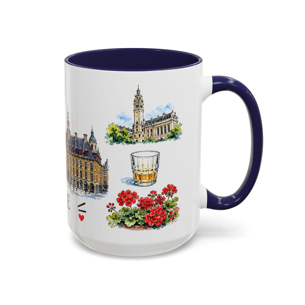 Lille Illustrated Travel Mug | City Souvenir Accent Coffee Mug | 11oz 15oz Ceramic Cup