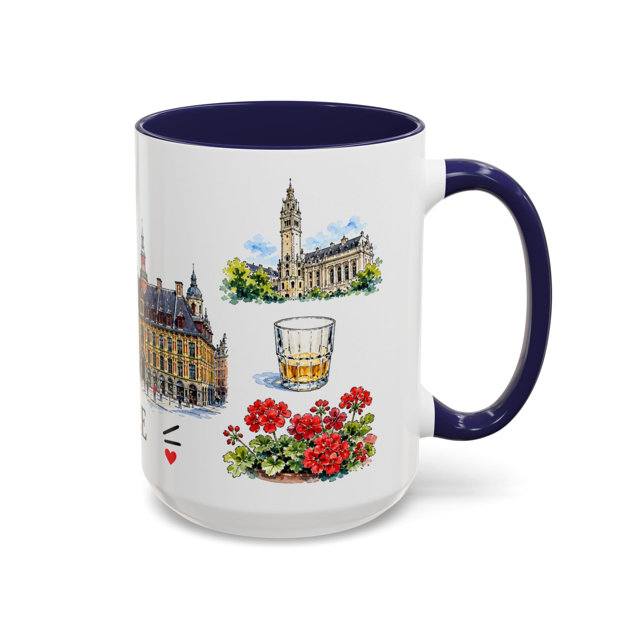 Lille Illustrated Travel Mug | City Souvenir Accent Coffee Mug | 11oz 15oz Ceramic Cup