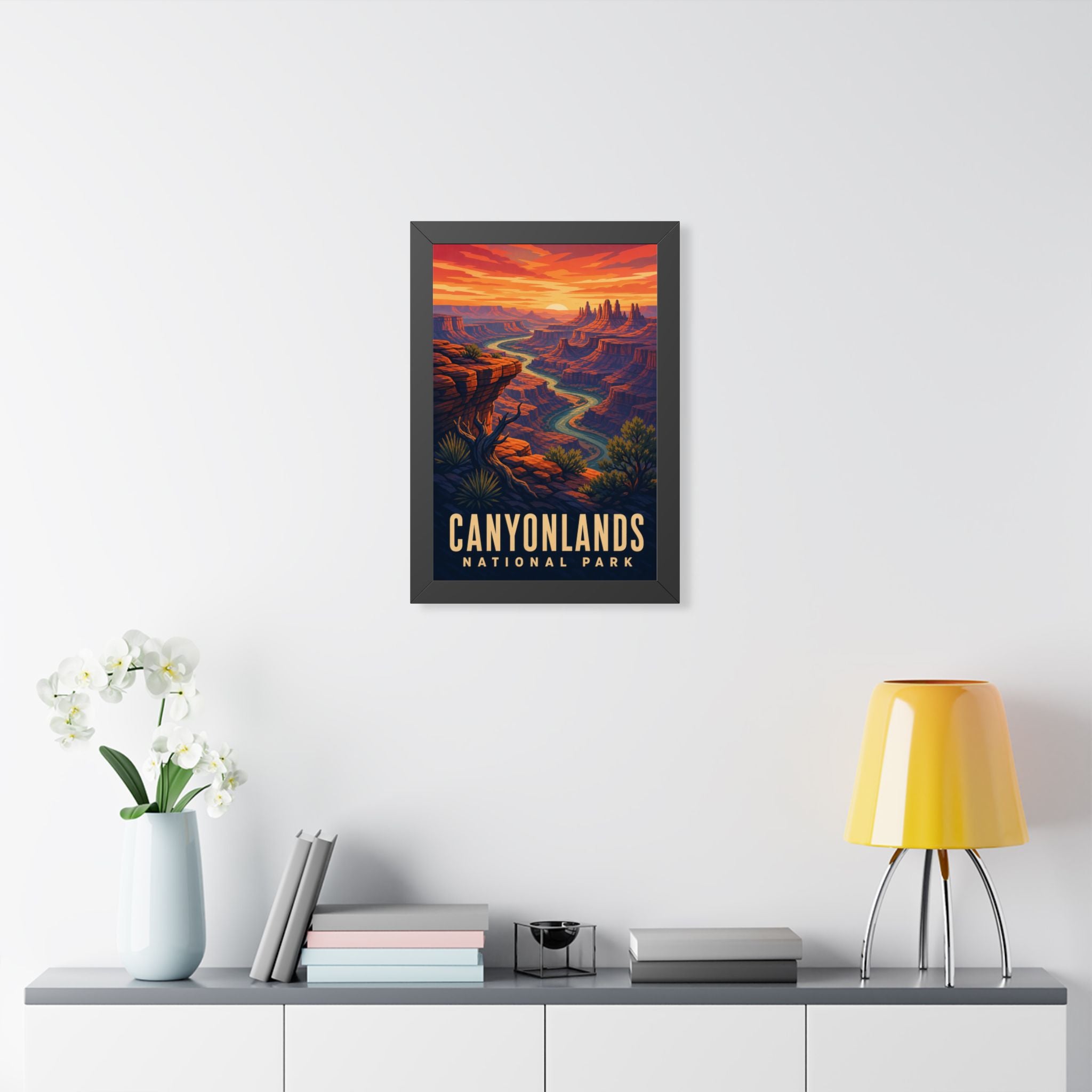 Canyonlands National Park Framed Poster | Vintage Travel Wall Art | Black Walnut White Frame | 16x24 20x30