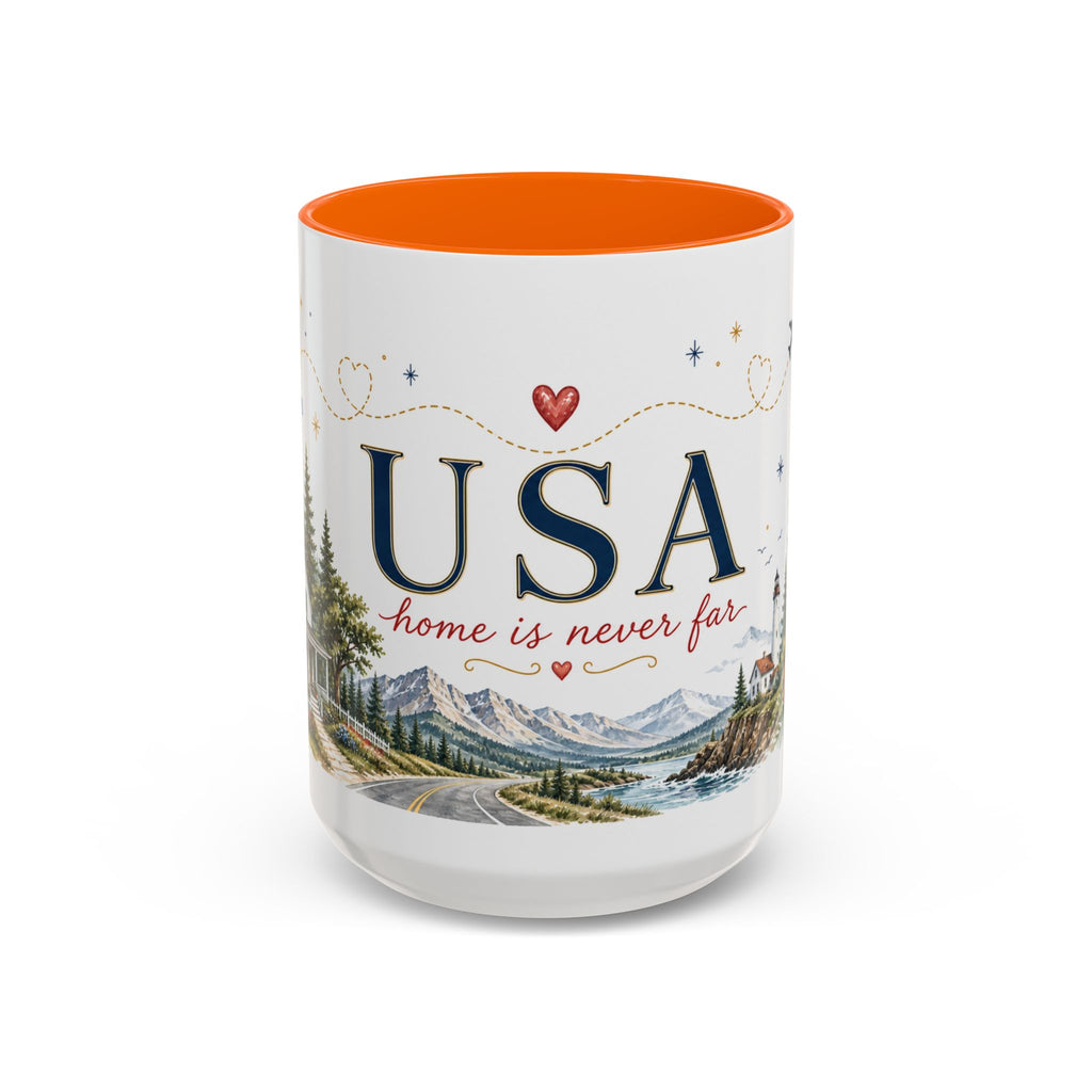 USA Home Country Mug | Moving Away Gift | Long Distance Friendship | 11 oz 15 oz Accent Mug