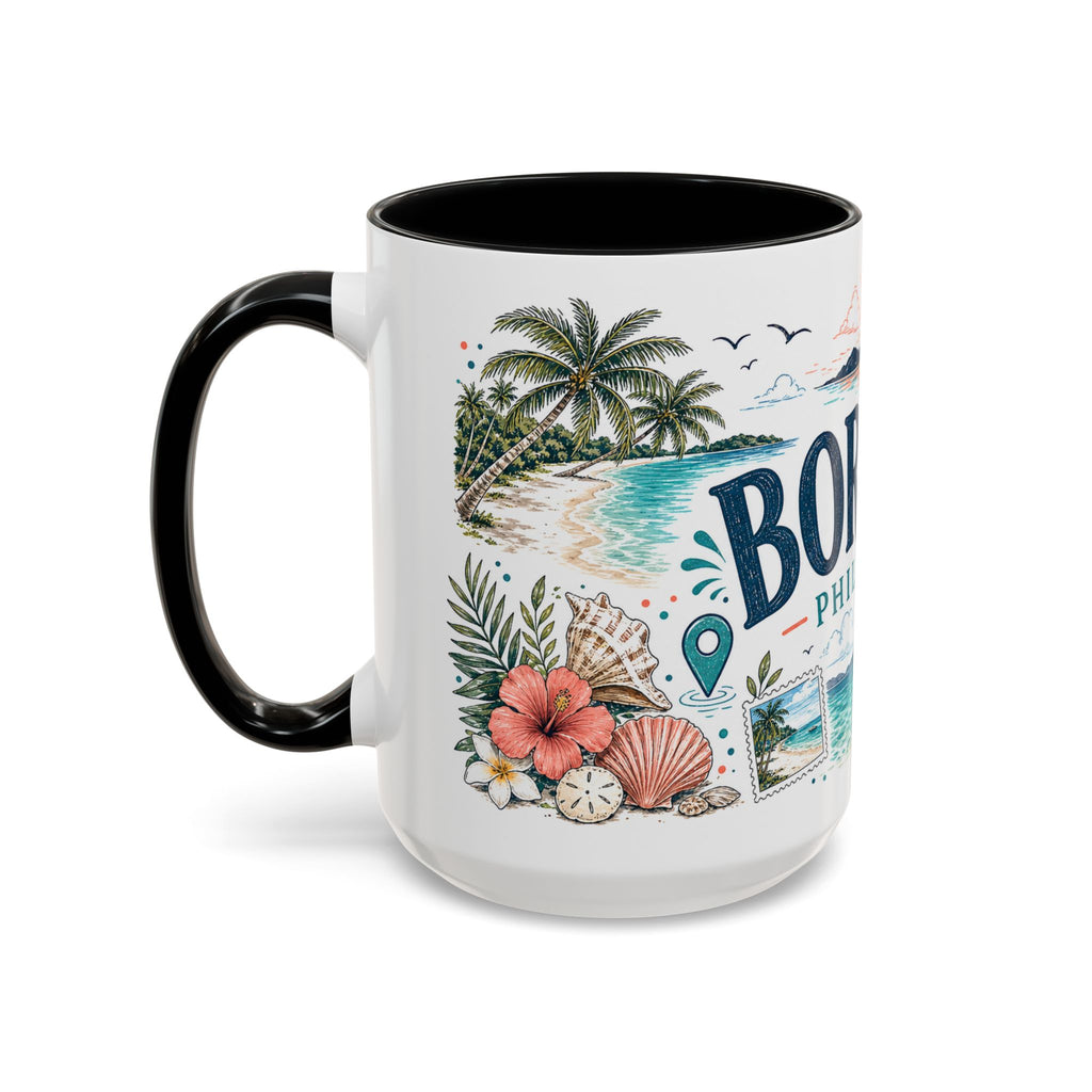 Boracay Coffee Mug | Travel Destination Souvenir Gift | Accent Color Ceramic 11oz 15oz
