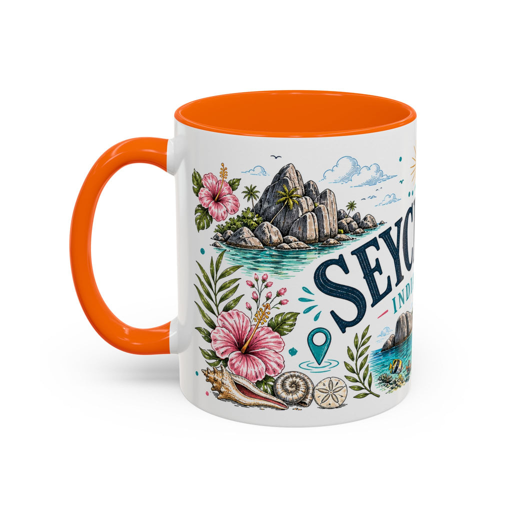 Seychelles Coffee Mug | Travel Destination Souvenir Gift | Accent Color Ceramic 11oz 15oz