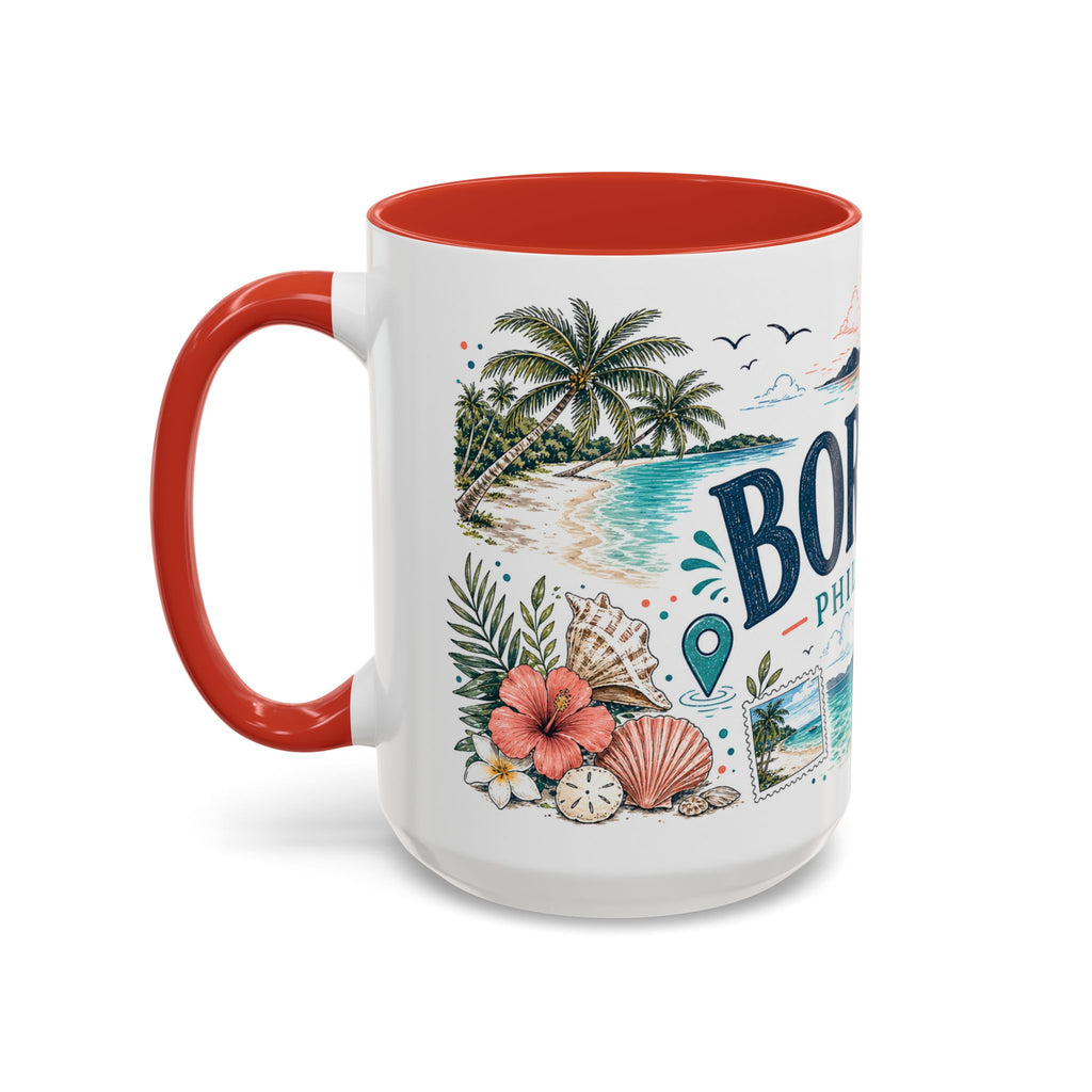 Boracay Coffee Mug | Travel Destination Souvenir Gift | Accent Color Ceramic 11oz 15oz