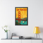 San Francisco United States Framed Poster | Vintage Travel Wall Art | Black Walnut White Frame | 16x24 20x30