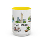 Columbus Illustrated Travel Mug | City Souvenir Accent Coffee Mug | 11oz 15oz Ceramic Cup