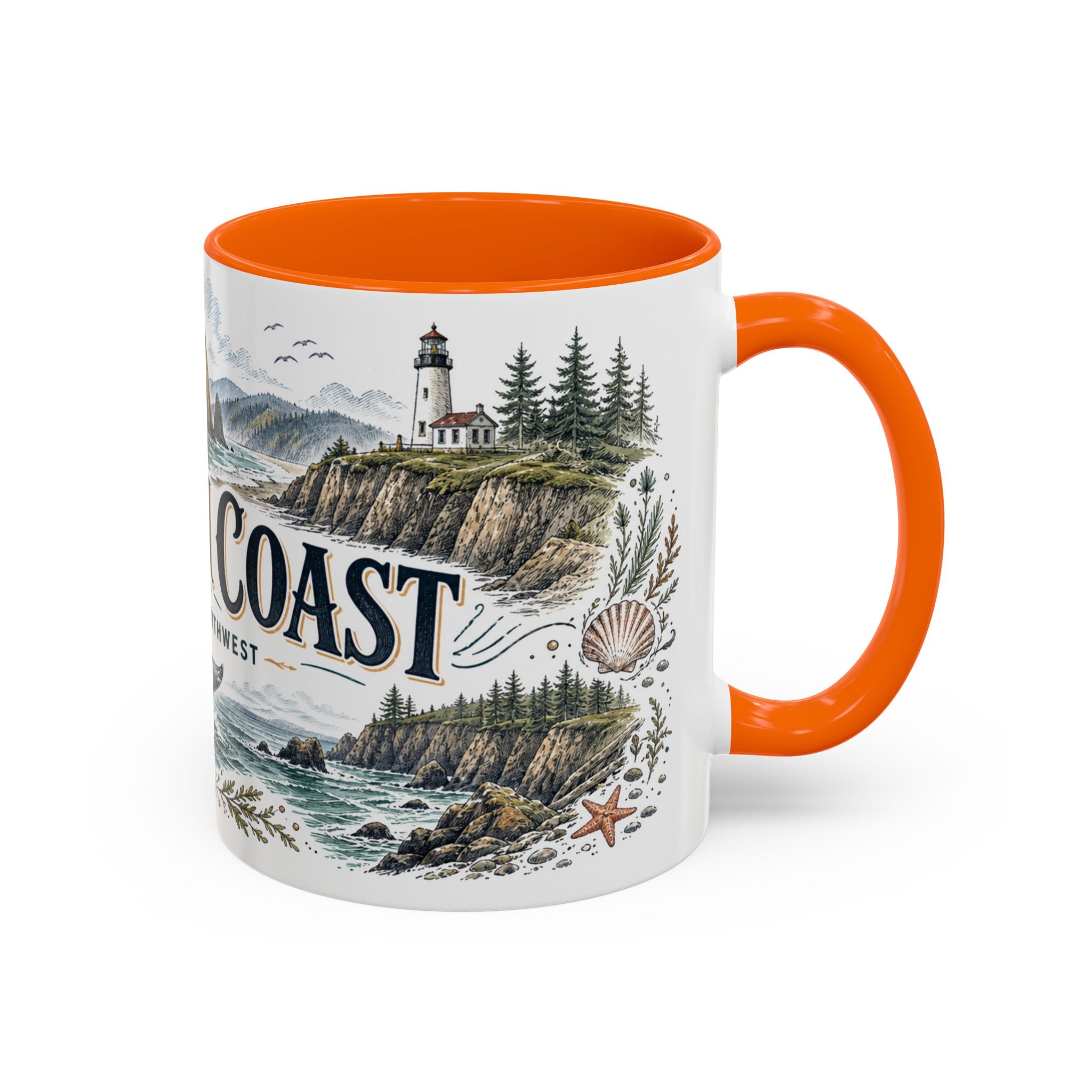 Oregon Coast Mug, Pacific Northwest Travel Souvenir, Bucket List Gift, Accent Ceramic Coffee Mug 11oz 15oz