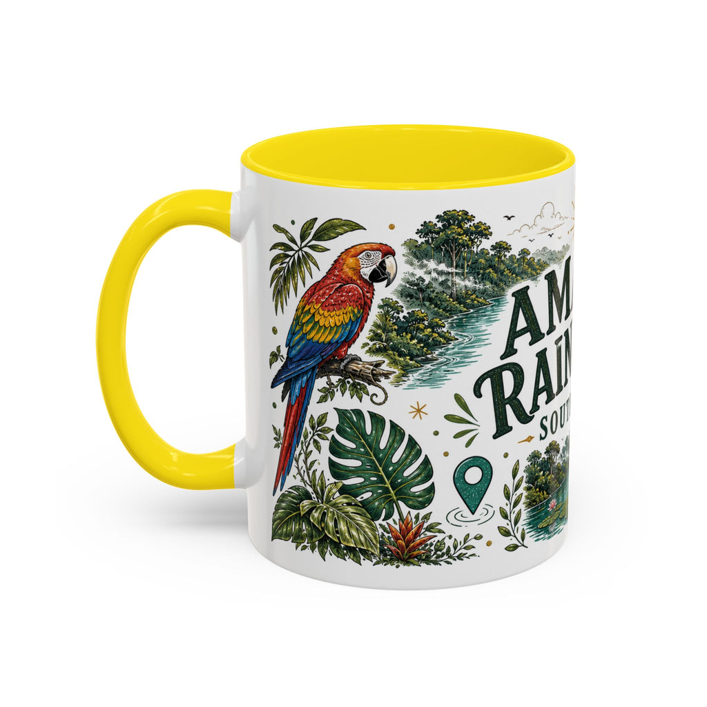 Amazon Rainforest Coffee Mug | Travel Destination Souvenir Gift | Accent Color Ceramic 11oz 15oz