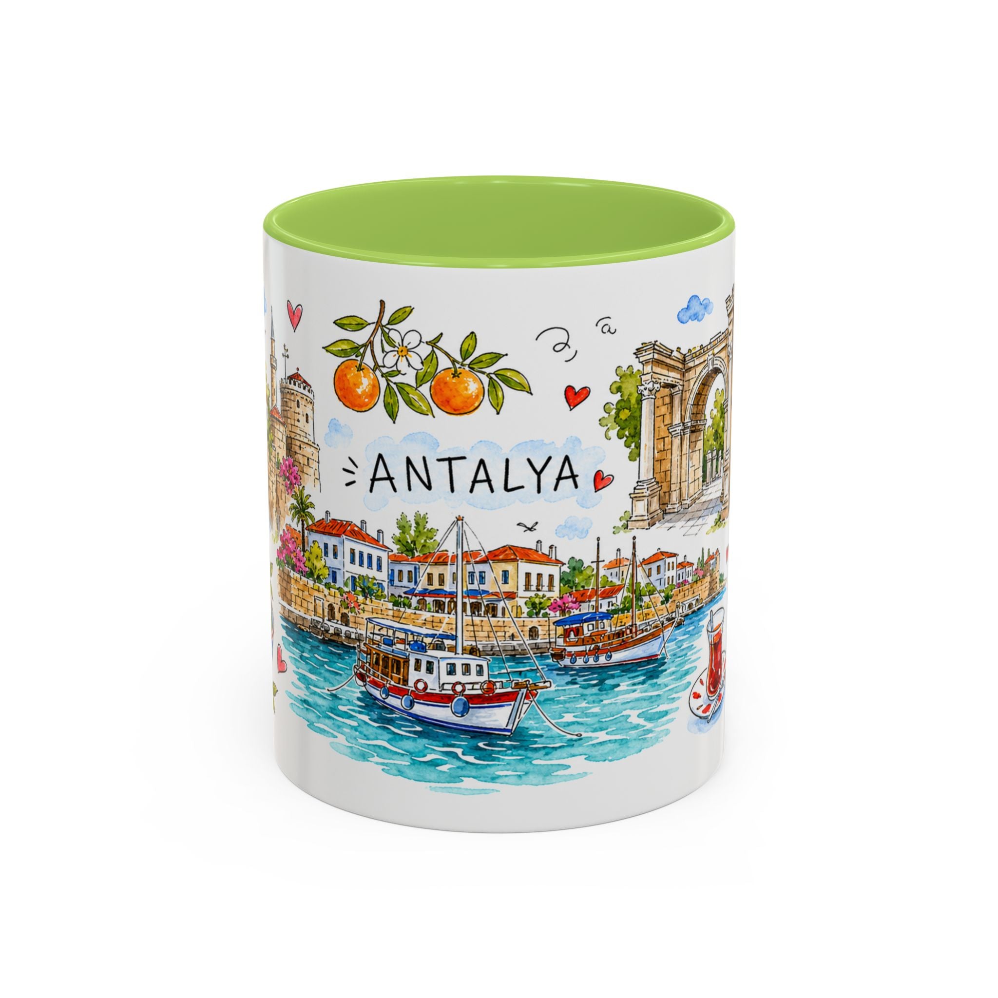 Antalya Travel Mug | European City Souvenir Accent Coffee Mug | 11oz 15oz Ceramic Cup
