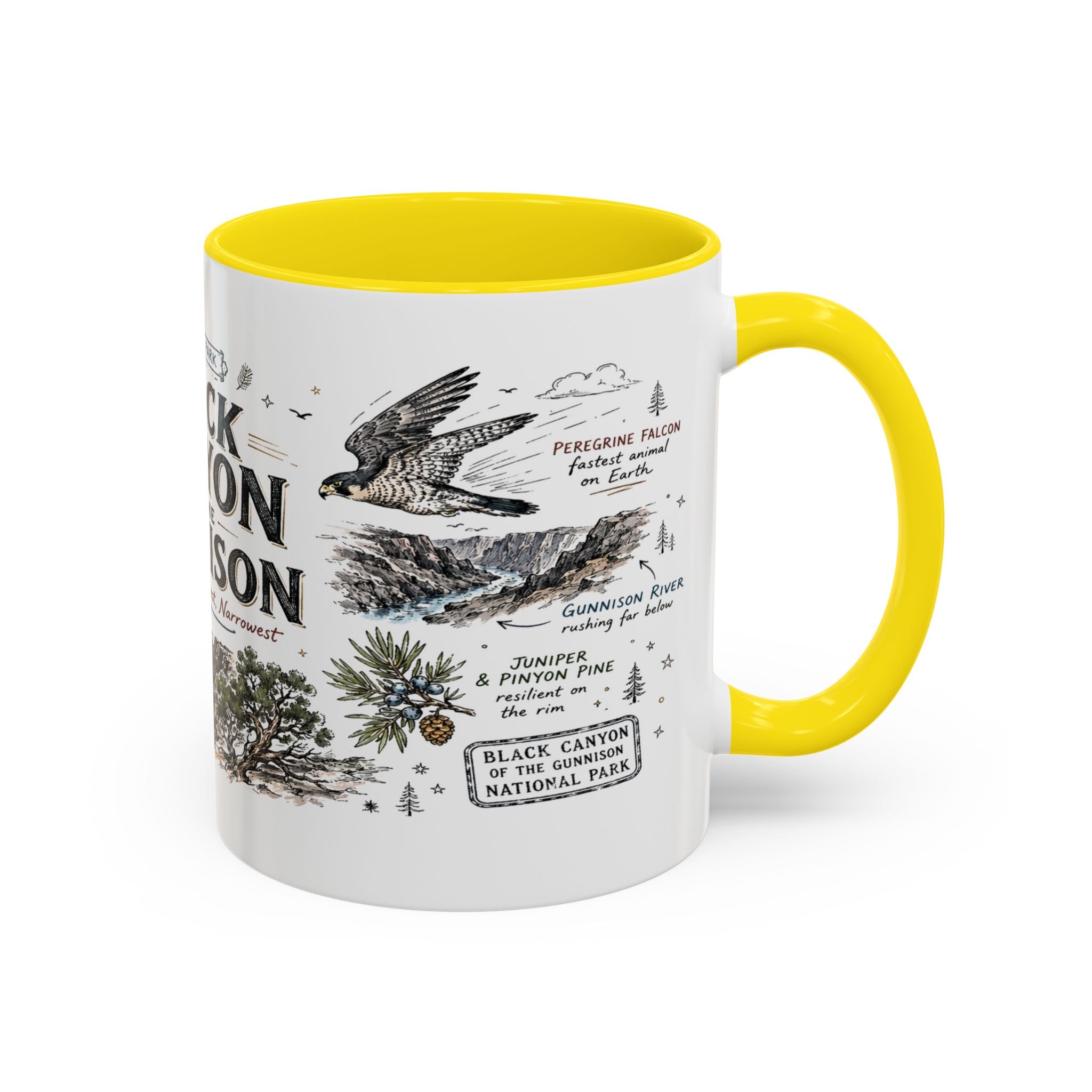 Black Canyon of the Gunnison National Park Coffee Mug | Colorado Deep Canyon Hiking Gift | Accent Color Ceramic 11oz 15oz