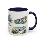 Cleveland Illustrated Travel Mug | City Souvenir Accent Coffee Mug | 11oz 15oz Ceramic Cup
