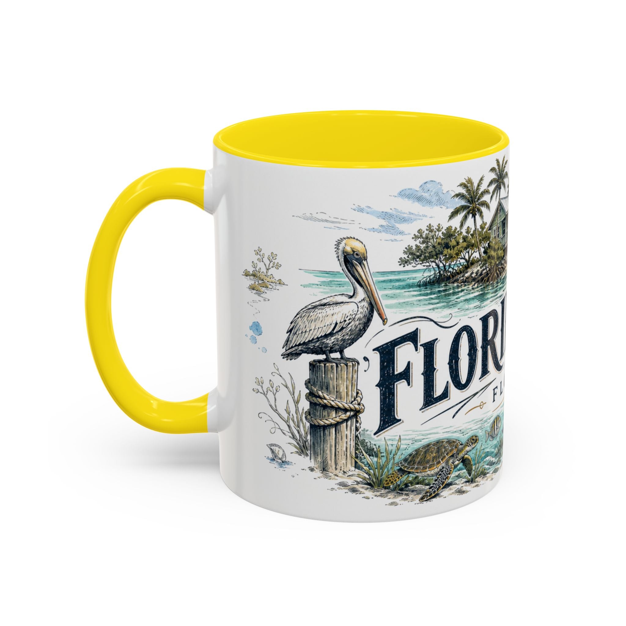 Florida Keys Mug, Florida Travel Souvenir, Bucket List Gift, Accent Ceramic Coffee Mug 11oz 15oz