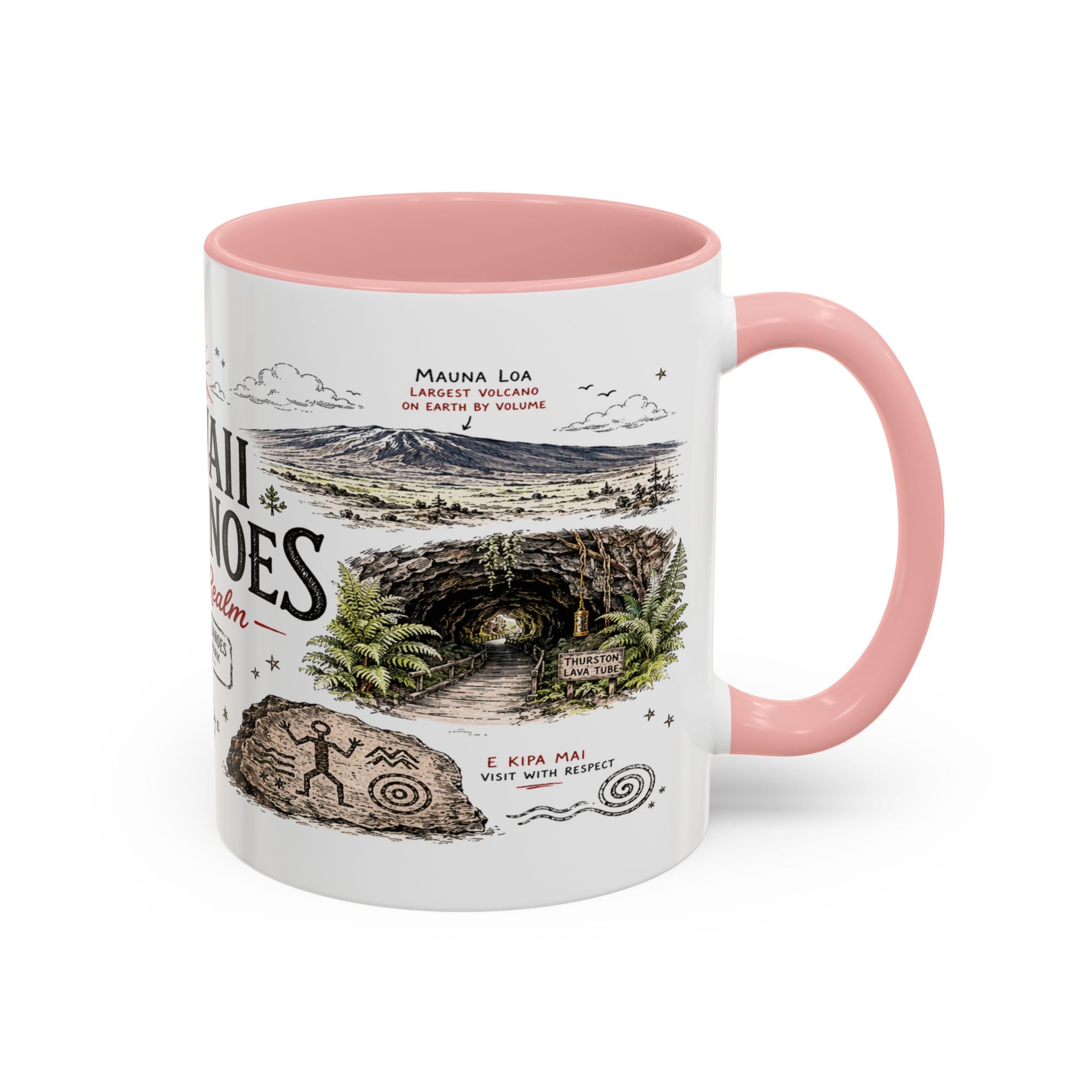 Hawaii Volcanoes National Park Coffee Mug | Hawaii Big Island Lava Volcano Gift | Accent Color Ceramic 11oz 15oz