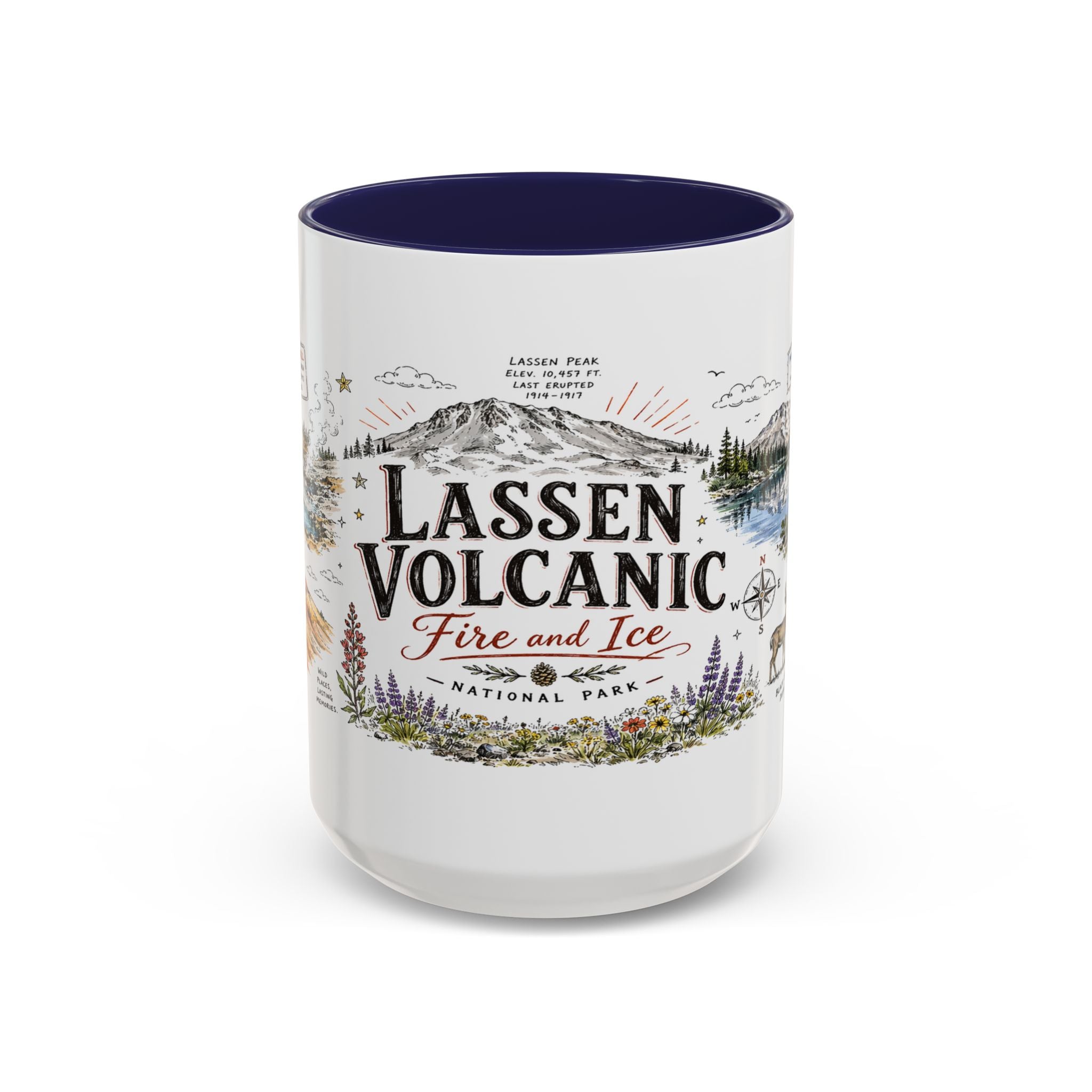 Lassen Volcanic National Park Coffee Mug | California Volcano Geothermal Hiking Gift | Accent Color Ceramic 11oz 15oz