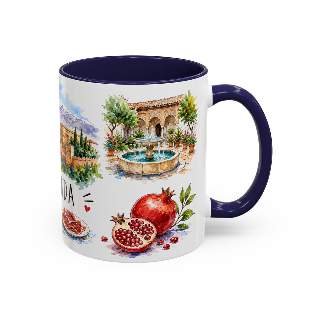 Granada Illustrated Travel Mug | City Souvenir Accent Coffee Mug | 11oz 15oz Ceramic Cup