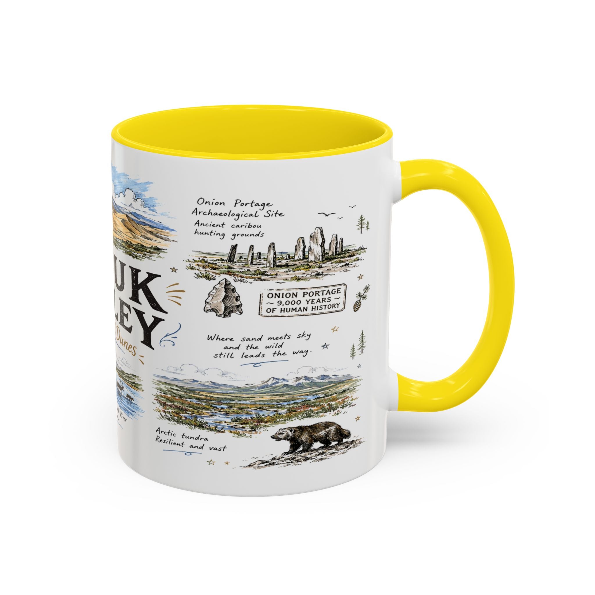 Kobuk Valley National Park Coffee Mug | Alaska Arctic Sand Dunes Gift | Accent Color Ceramic 11oz 15oz