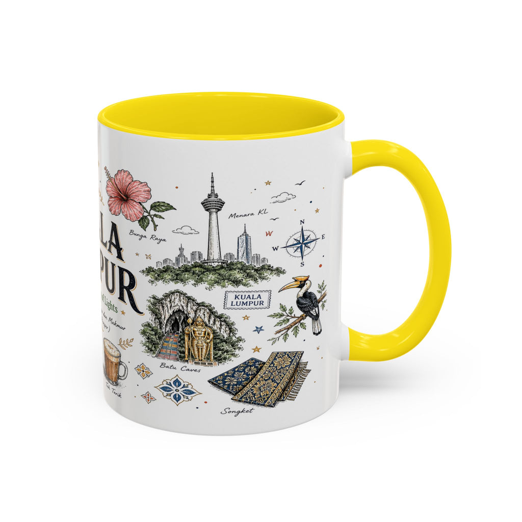 Kuala Lumpur Coffee Mug | Malaysia Souvenir Travel Gift | Accent Color Ceramic 11oz 15oz