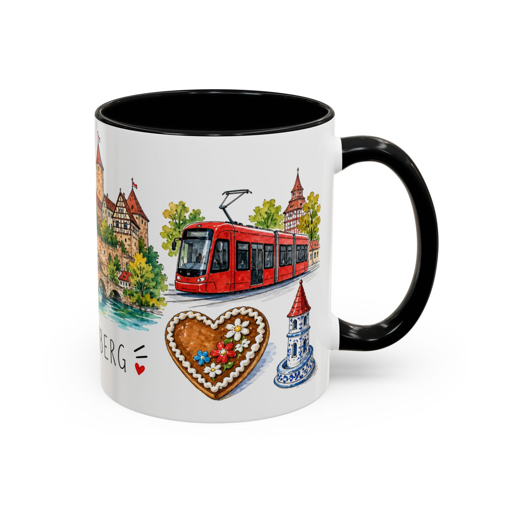 Nuremberg Illustrated Travel Mug | City Souvenir Accent Coffee Mug | 11oz 15oz Ceramic Cup