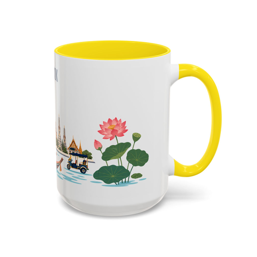 Bangkok Coffee Mug | Thailand Travel Souvenir | Porcelain Decal City Gift | 11oz 15oz Accent Mug