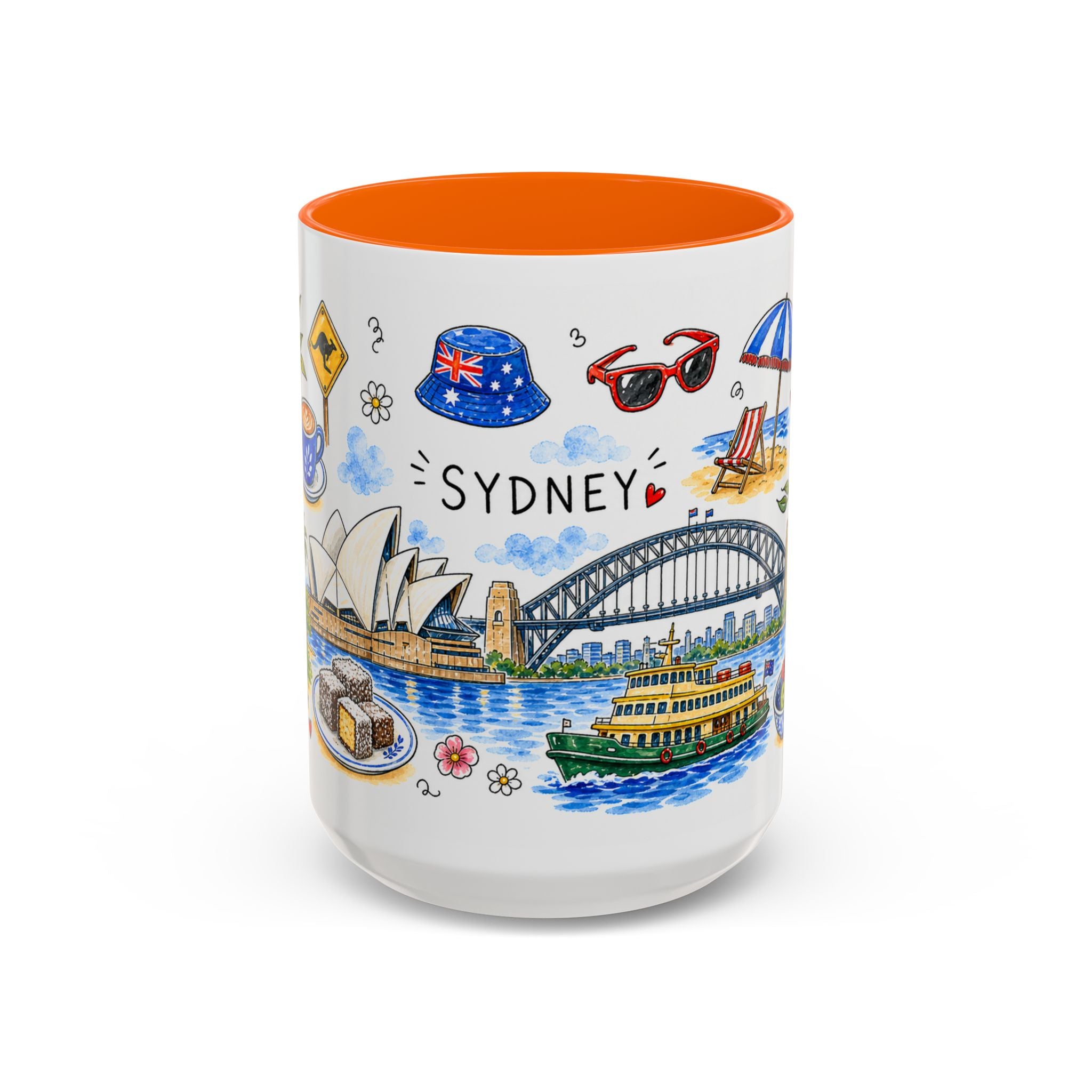 Sydney Illustrated Travel Mug | City Souvenir Accent Coffee Mug | 11oz 15oz Ceramic Cup