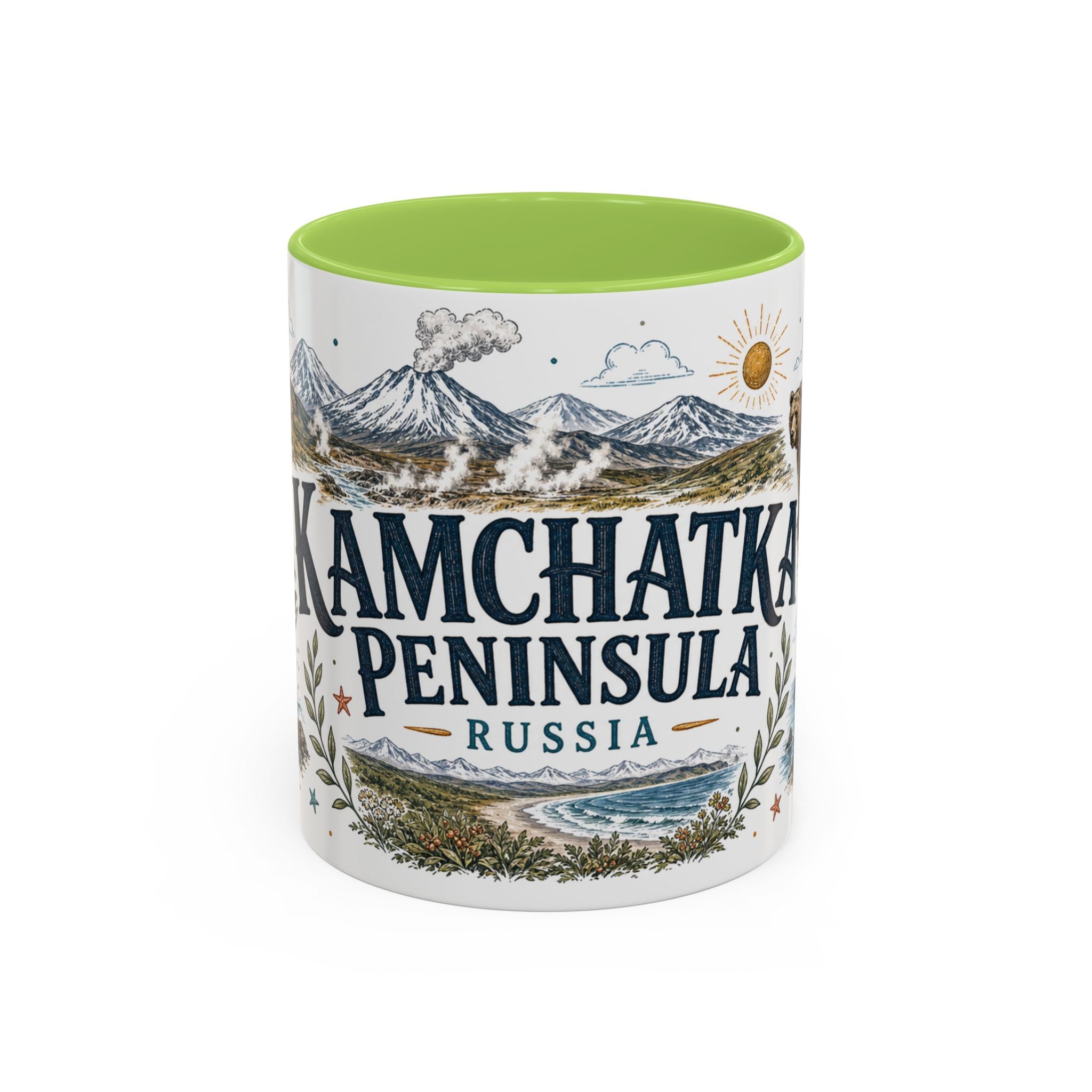 Kamchatka Peninsula Mug, Russia Travel Souvenir, Bucket List Gift, Accent Ceramic Coffee Mug 11oz 15oz