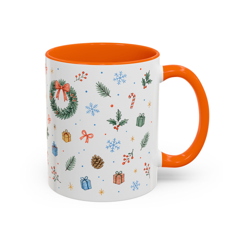 Christmas Candle Mug | Holly Wreath Watercolor Holiday Gift | Accent Cup 11oz 15oz