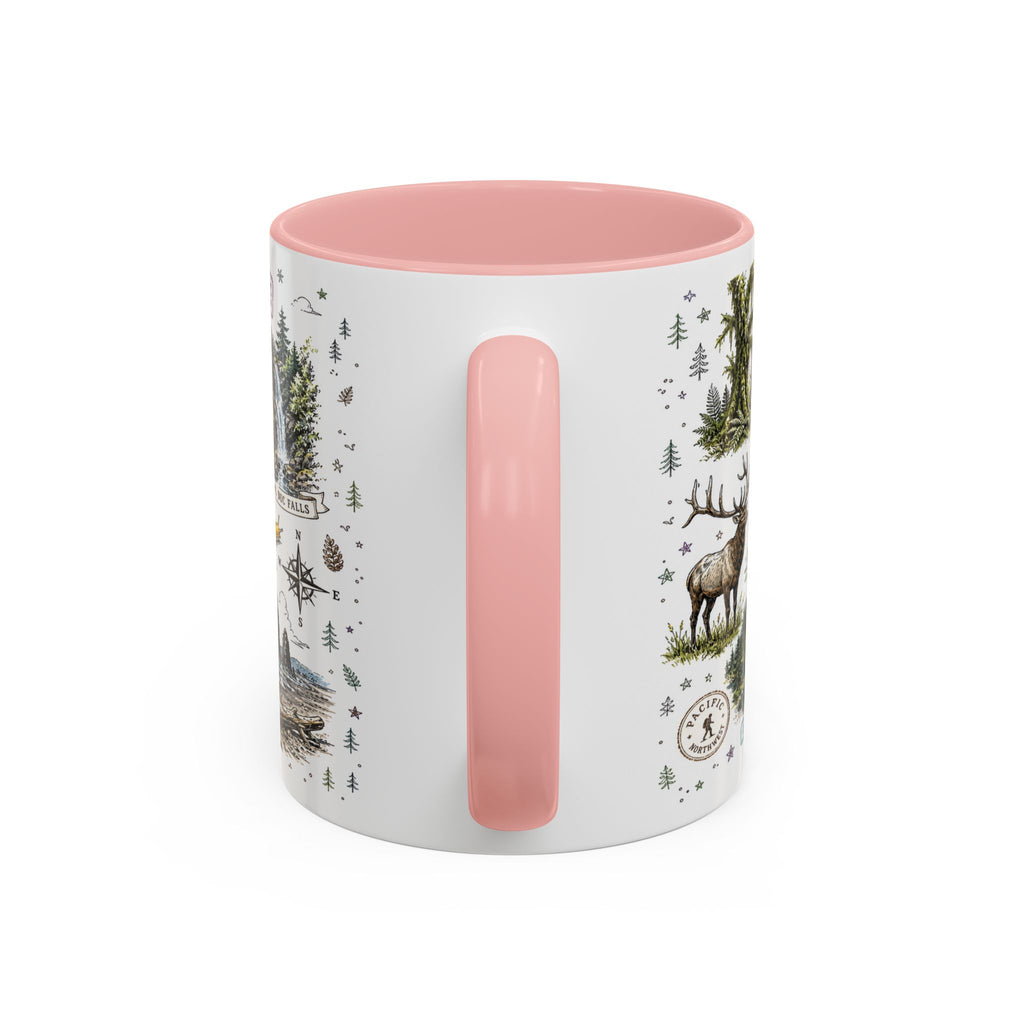 Olympic Coffee Mug | National Park Hiking Rainforest Gift | Accent Color Ceramic 11oz 15oz