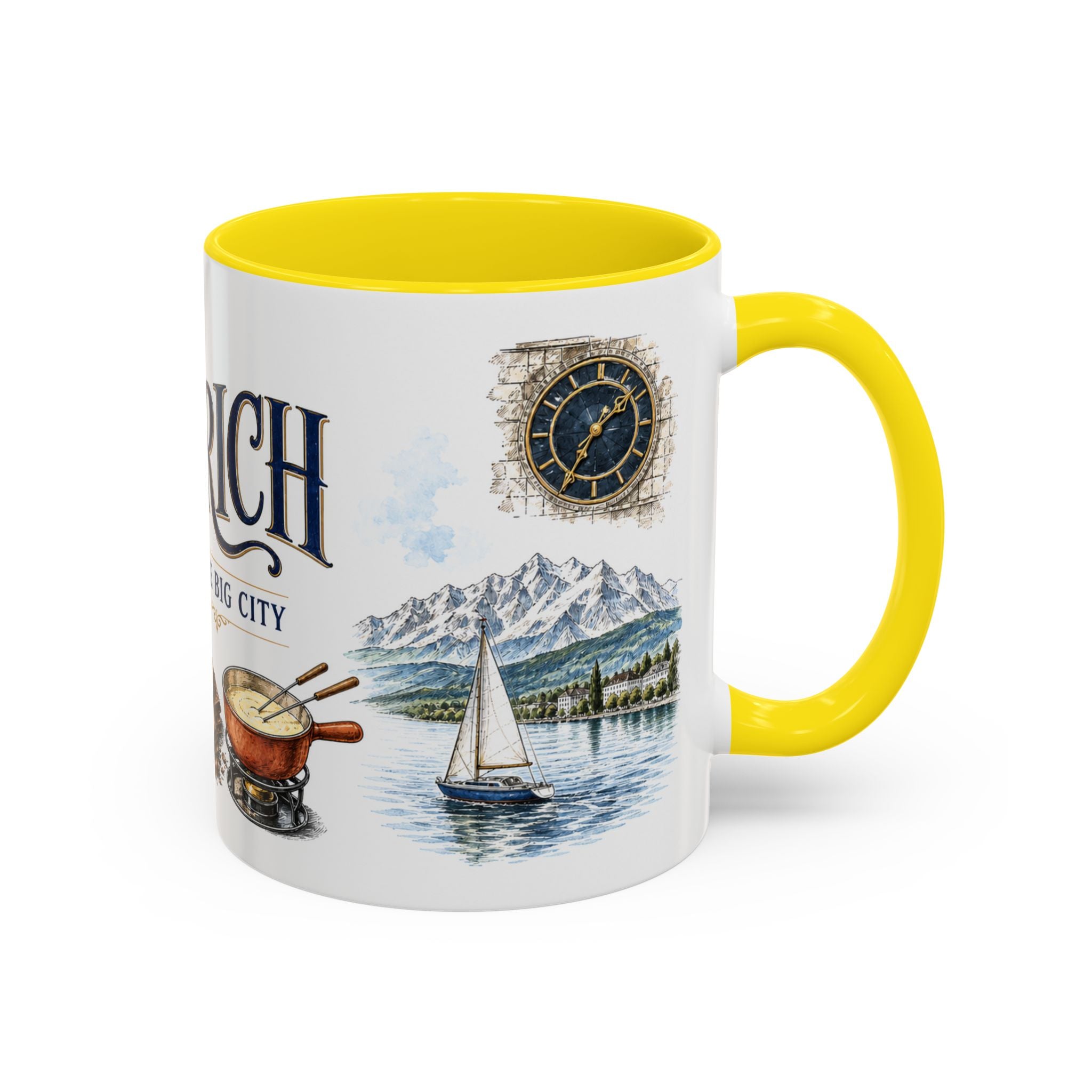 Zurich Coffee Mug | Switzerland Travel Souvenir | Vintage Illustrated City Gift | 11 oz 15 oz Accent Mug