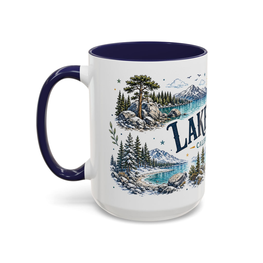 Lake Tahoe Mug, California Nevada Travel Souvenir, Bucket List Gift, Accent Ceramic Coffee Mug 11oz 15oz