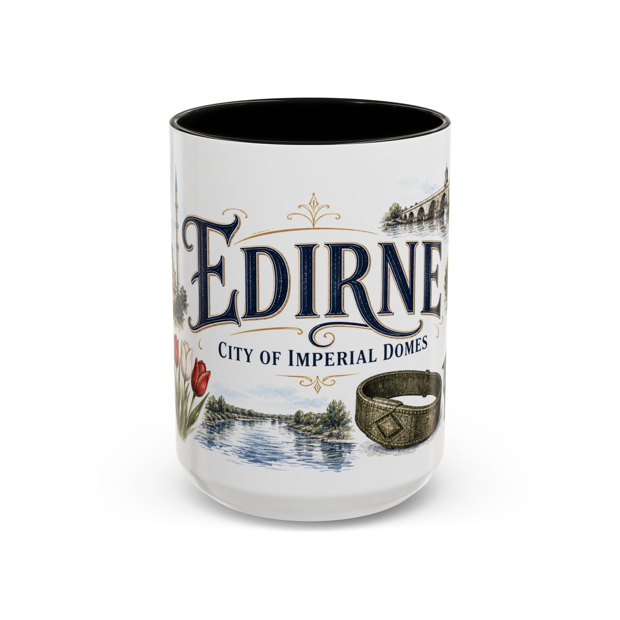 Edirne Coffee Mug | Turkey Travel Souvenir | Vintage Illustrated City Gift | 11 oz 15 oz Accent Mug