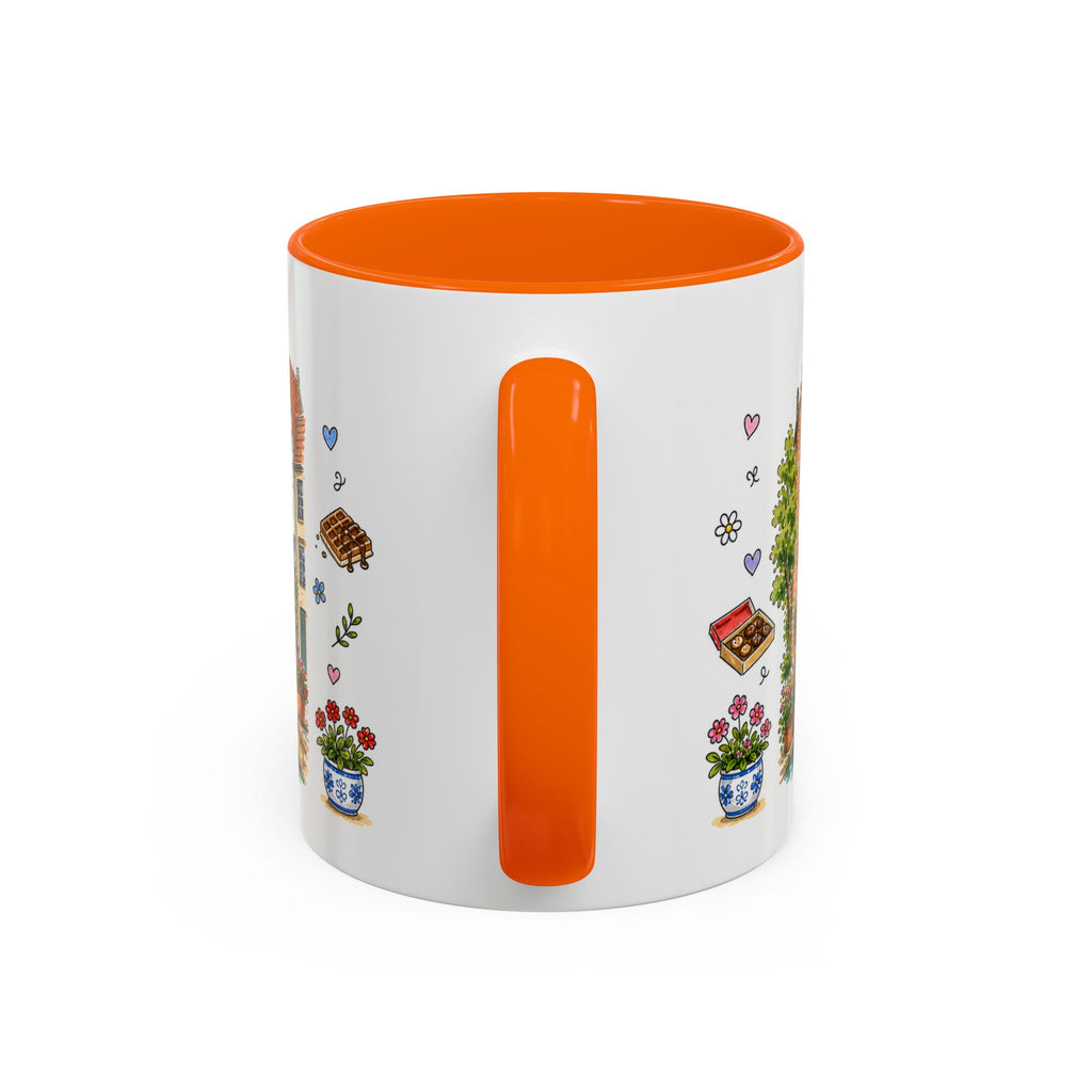 Bruges Illustrated Travel Mug | Belgium Souvenir Accent Coffee Mug | 11oz 15oz Ceramic Cup