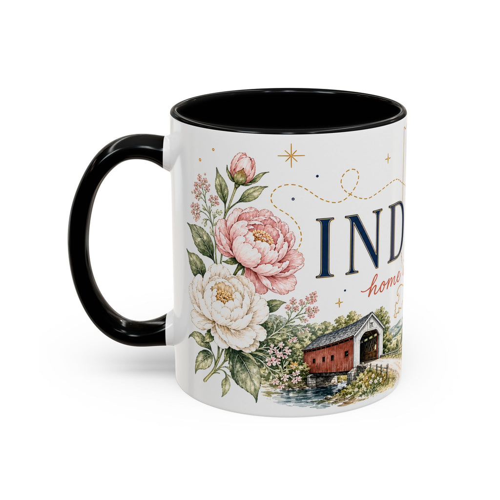 Indiana State Mug | Moving Away, Long Distance Friendship Gift | Botanical Map Accent Cup