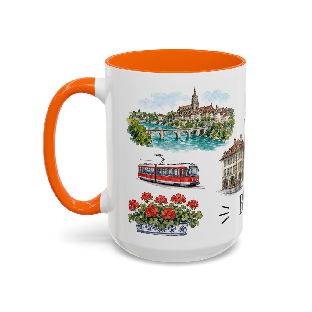 Bern Illustrated Travel Mug | City Souvenir Accent Coffee Mug | 11oz 15oz Ceramic Cup