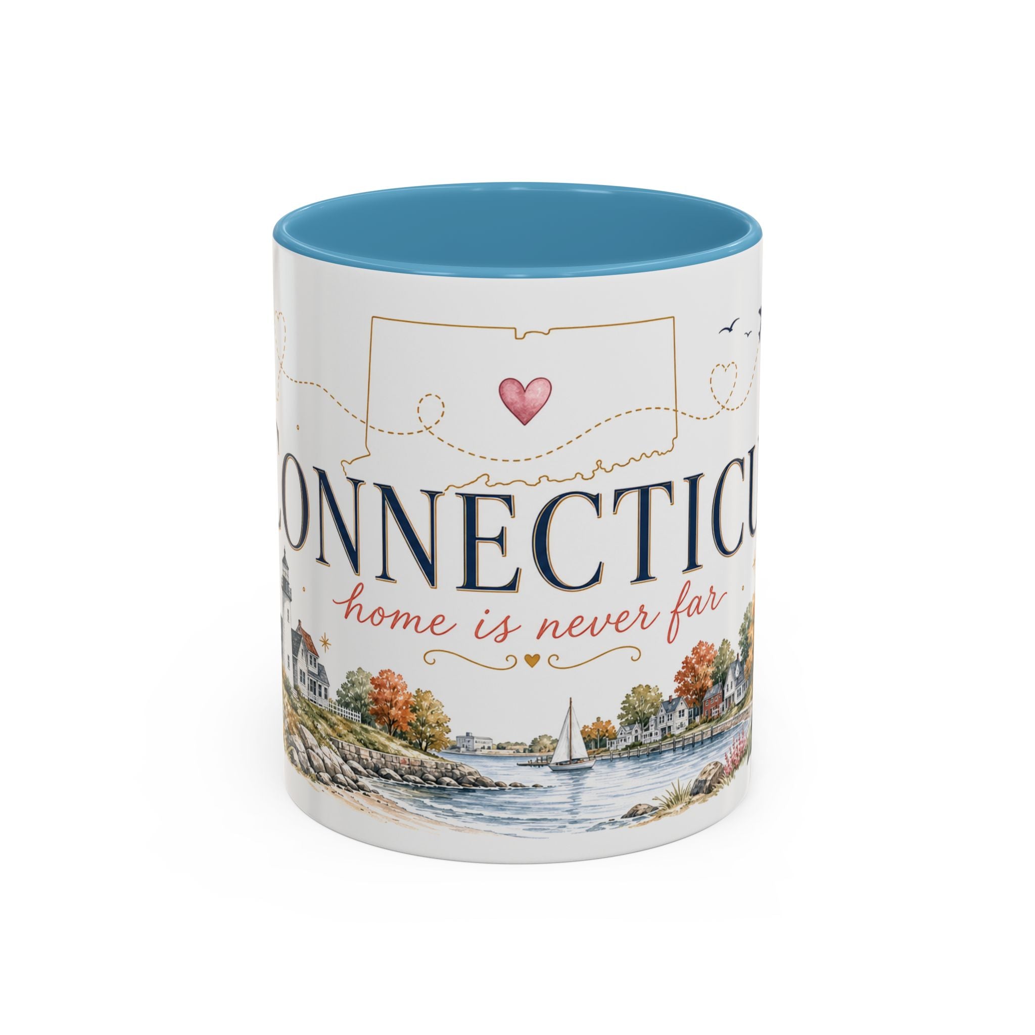Connecticut State Map Mug | Botanical Accent Coffee Cup (11oz 15oz)