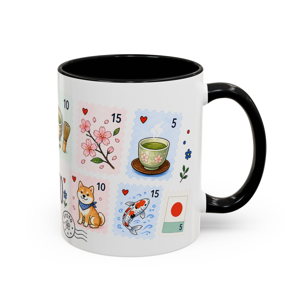 Kyoto Coffee Mug | Postage Stamp Collage Mug | Travel Souvenir Accent Cup 11oz 15oz