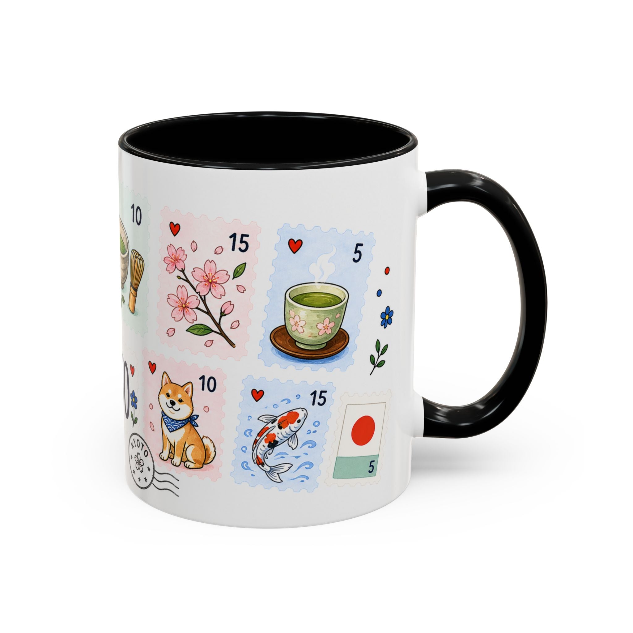Kyoto Coffee Mug | Postage Stamp Collage Mug | Travel Souvenir Accent Cup 11oz 15oz