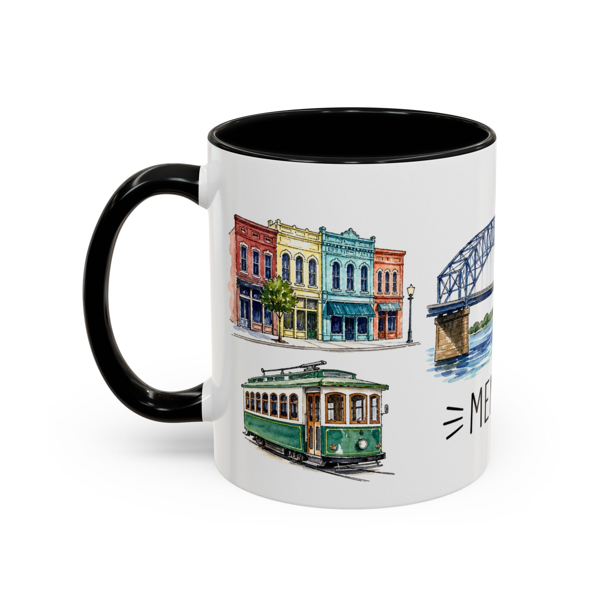 Memphis Illustrated Travel Mug | City Souvenir Accent Coffee Mug | 11oz 15oz Ceramic Cup