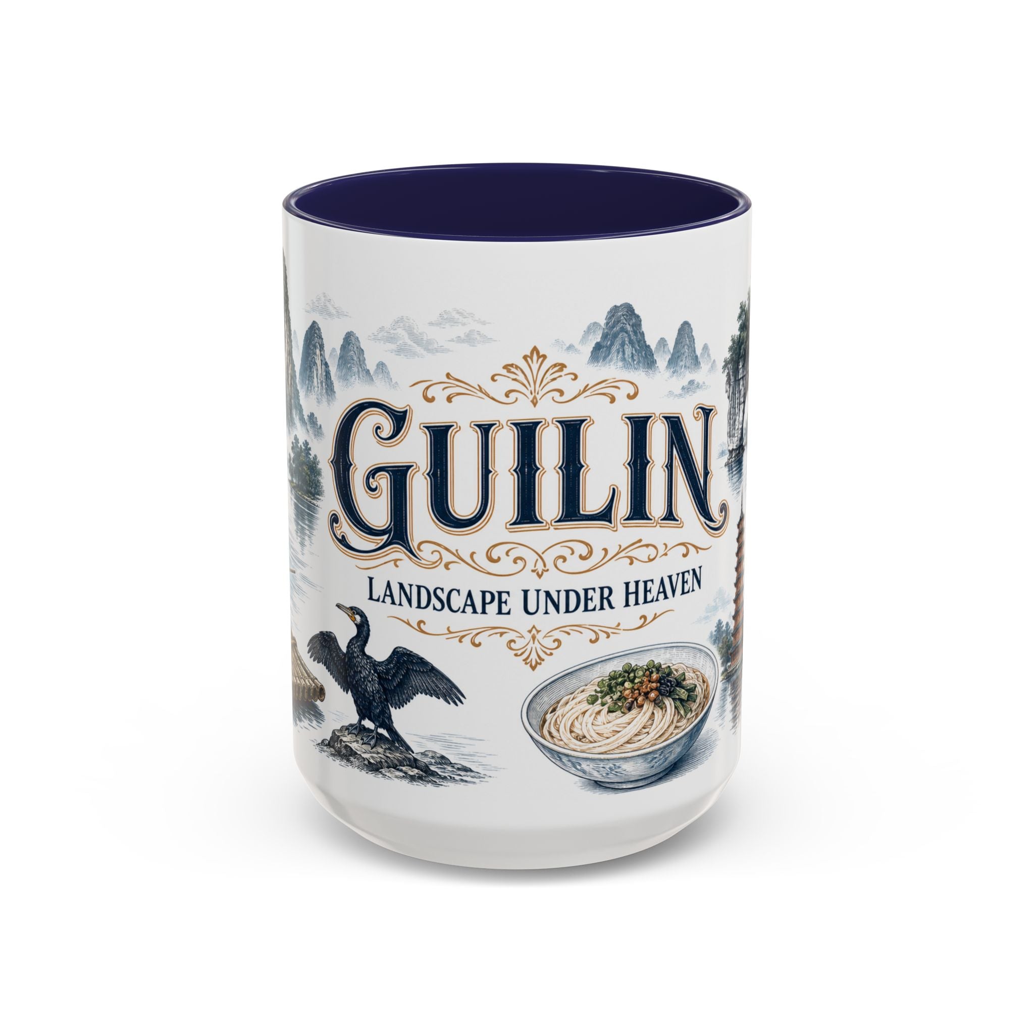 Guilin Coffee Mug | China Travel Souvenir | Vintage Illustrated City Gift | 11 oz 15 oz Accent Mug