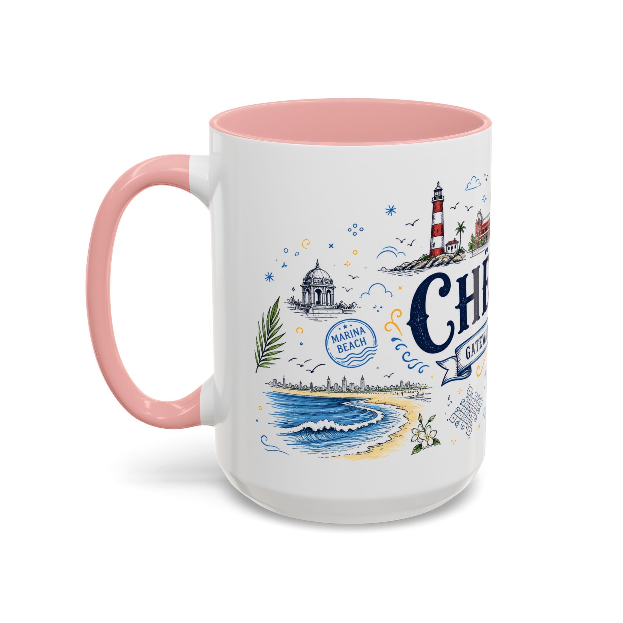 Chennai Coffee Mug | India Souvenir Travel Gift | Accent Color Ceramic 11oz 15oz