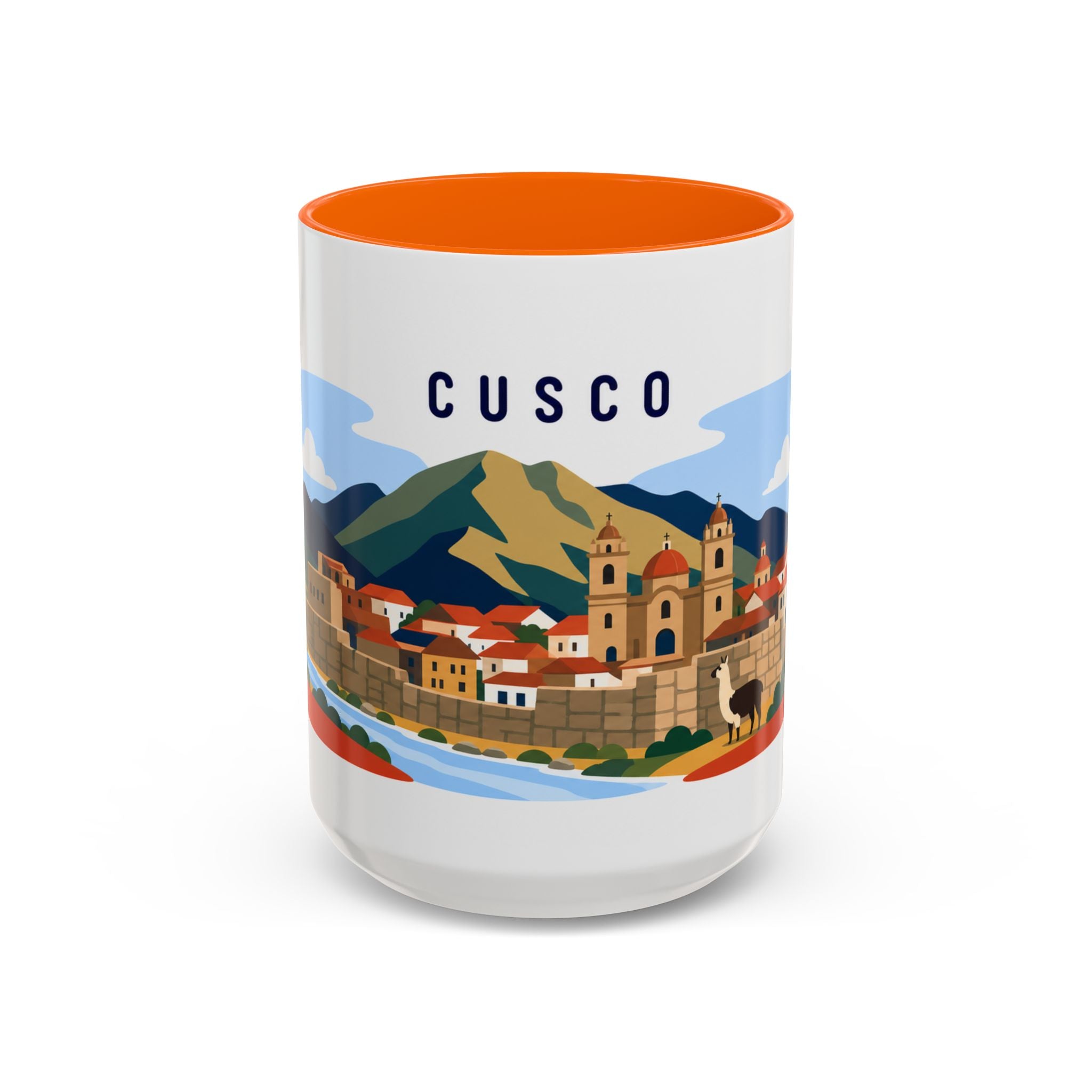 Cusco Coffee Mug | Travel Destination Souvenir Gift | Accent Color Ceramic 11oz 15oz