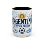 Argentina Soccer Coffee Mug | Soccer Fan Gift | Accent Color Ceramic 11oz 15oz Match Day Cup