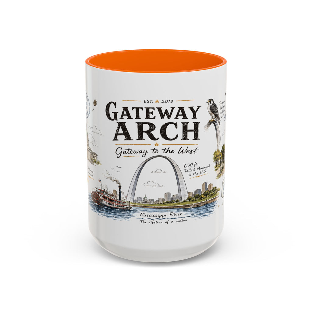 Gateway Arch National Park Coffee Mug | Missouri St. Louis Landmark Gift | Accent Color Ceramic 11oz 15oz