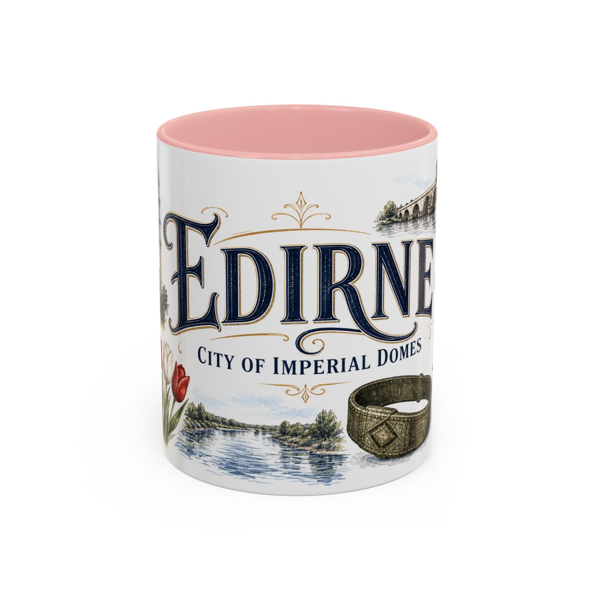 Edirne Coffee Mug | Turkey Travel Souvenir | Vintage Illustrated City Gift | 11 oz 15 oz Accent Mug