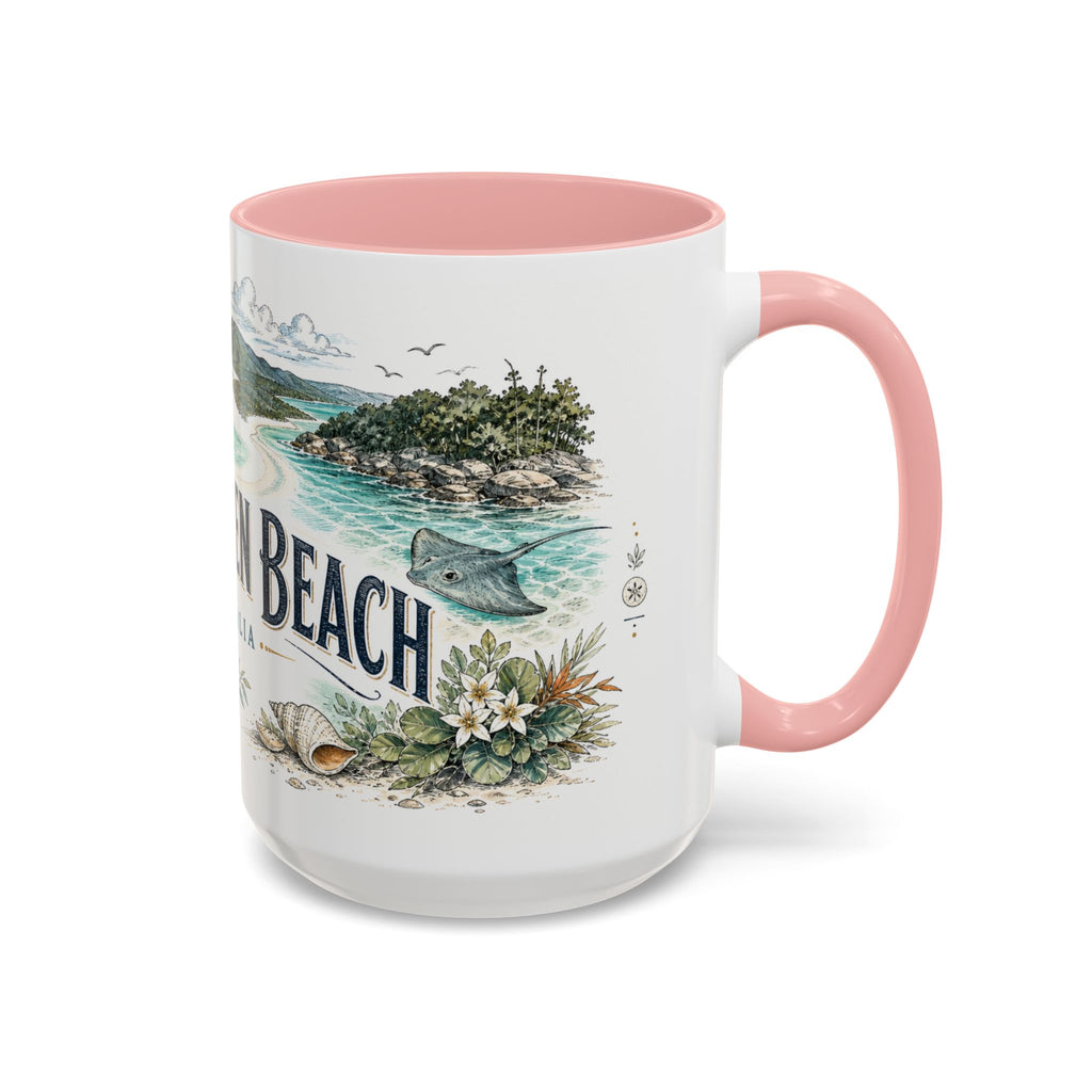 Whitehaven Beach Mug, Australia Travel Souvenir, Bucket List Gift, Accent Ceramic Coffee Mug 11oz 15oz