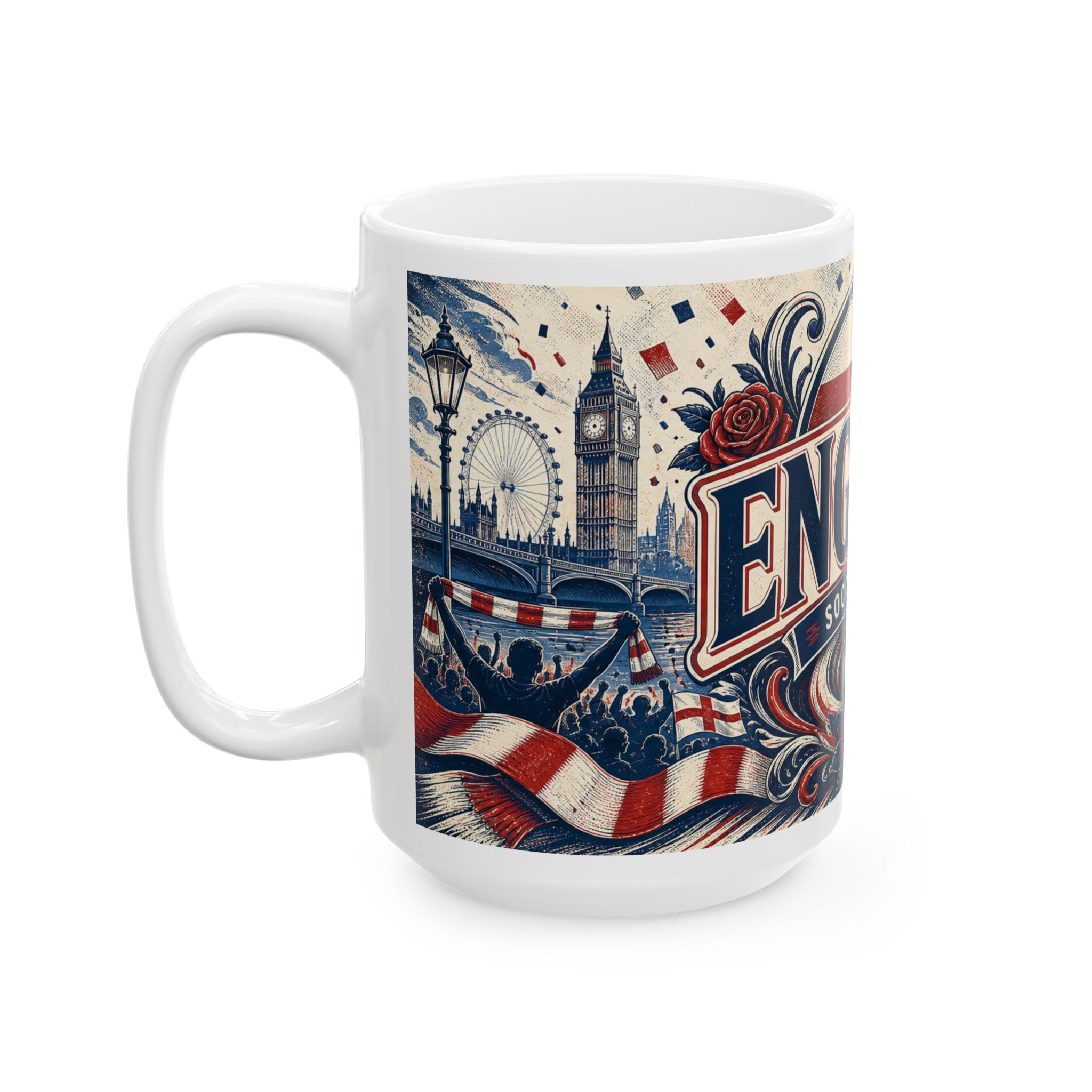 England Soccer Spirit Coffee Mug | Soccer Fan Gift | Ceramic 11oz 15oz Match Day Cup